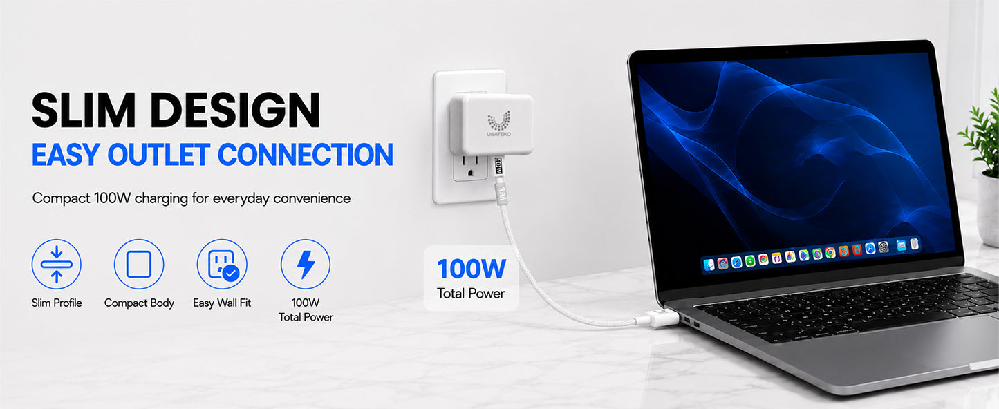 100W GaN 6-Port USB-C Fast Charging Station with PD 3.0 & QC 3.0 for iPhone, Samsung, iPad and Tablets
