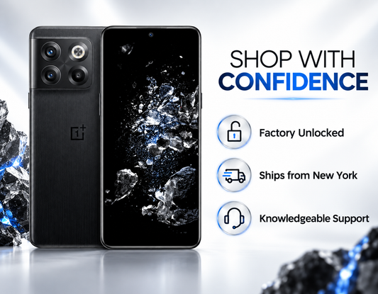 OnePlus Ace Pro 10T Black smartphone front and back with triple rear camera module