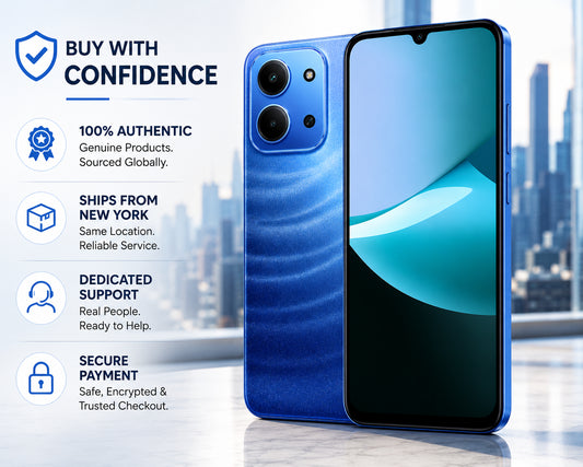 Blue Xiaomi Redmi smartphone front and back with dual rear cameras