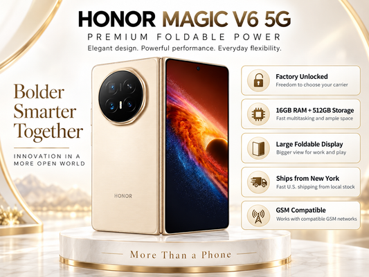 Honor Magic V6 5G 512GB ROM 16GB RAM Dual SIM GSM Unlocked - Gold