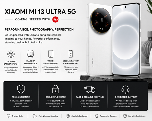 Xiaomi Mi 13 Ultra 5G 512GB ROM 16GB RAM Dual SIM GSM Unlocked - White