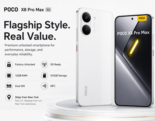 Xiaomi Poco X8 PRO MAX 5G 512GB ROM 12GB RAM Dual SIM GSM Unlocked - White
