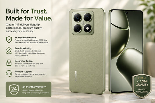 Lemon green smartphone front and back view, quad rear cameras and large display