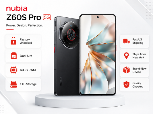 Nubia Z60S Pro 5G 1TB ROM 16GB RAM Dual SIM GSM Unlocked - Black