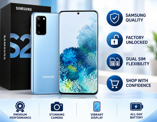 Samsung Galaxy S20 SM-G980F/DS 128GB+8GB Dual SIM Factory Unlocked - Cloud Blue