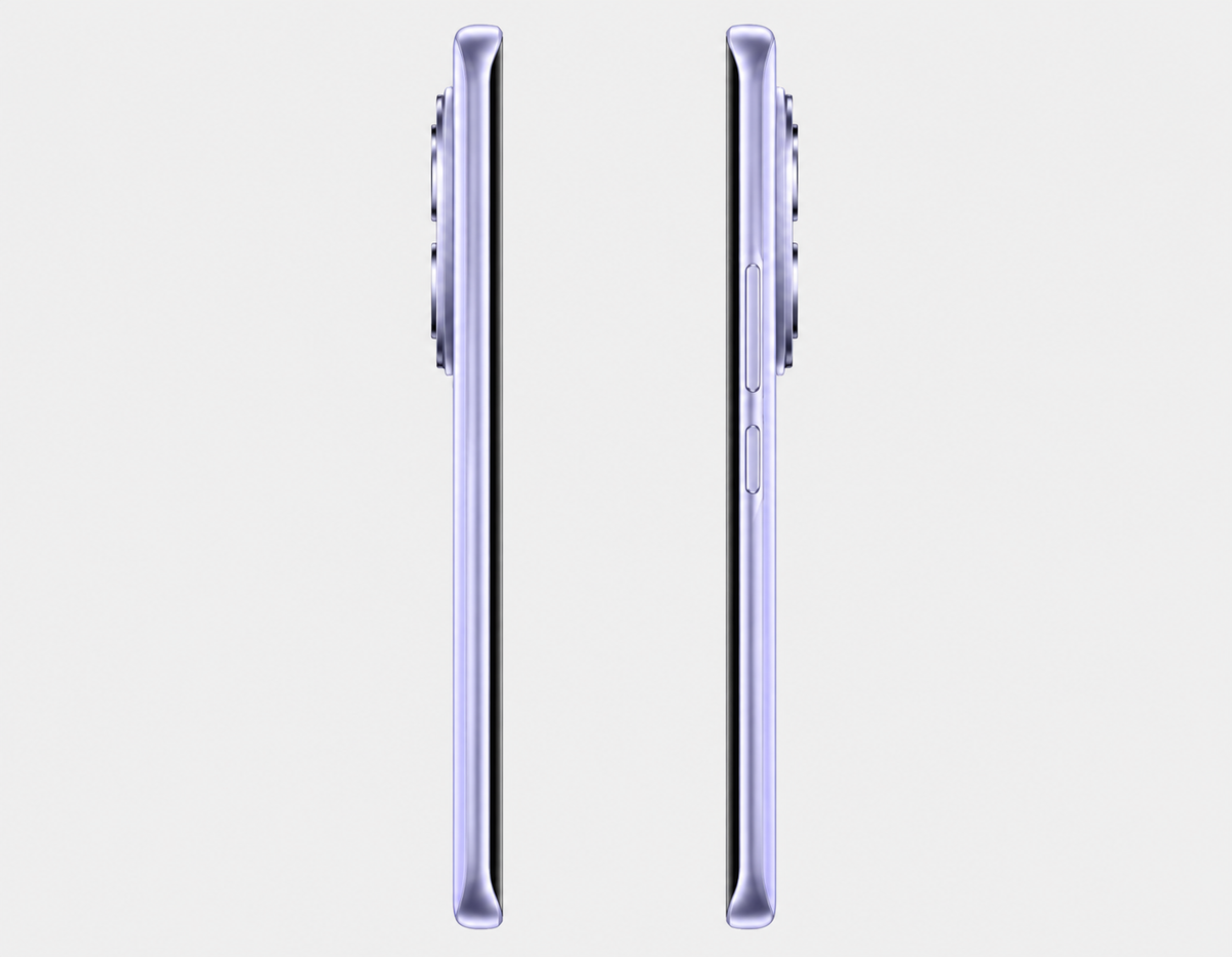 Xiaomi Redmi Note 15 5G Purple smartphone side view with buttons and slim frame.