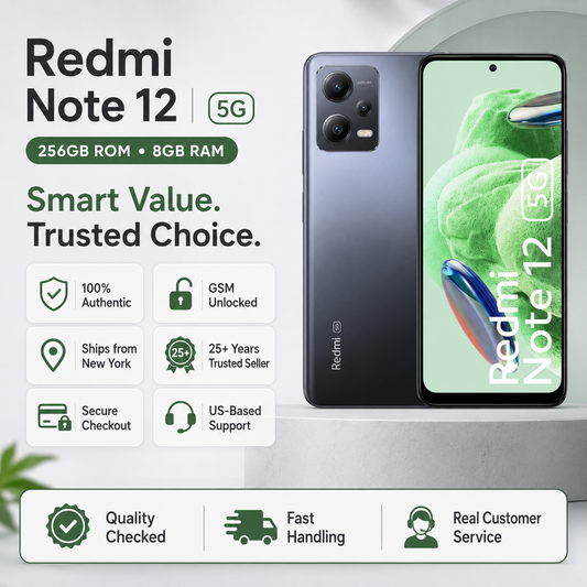 Xiaomi Redmi Note 12 5G DUAL SIM 256GB ROM 8GB RAM Global GSM Unlocked - Onyx Gray