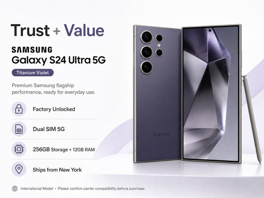 Galaxy S24 Ultra titanium violet smartphone, factory unlocked, Dual SIM 5G