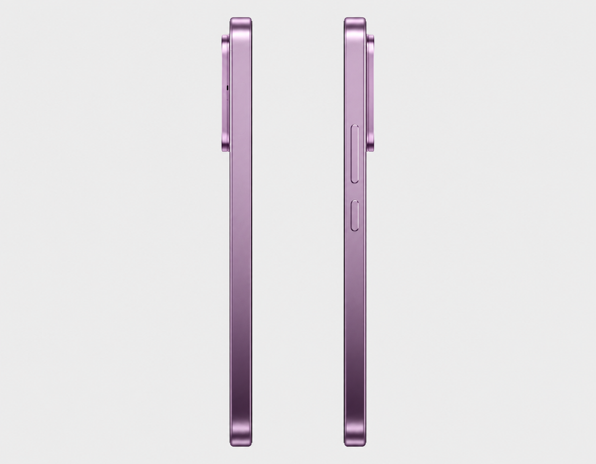 Violet XIAOMI Mi 17T 5G smartphone, side profile showing slim buttons and frame.
