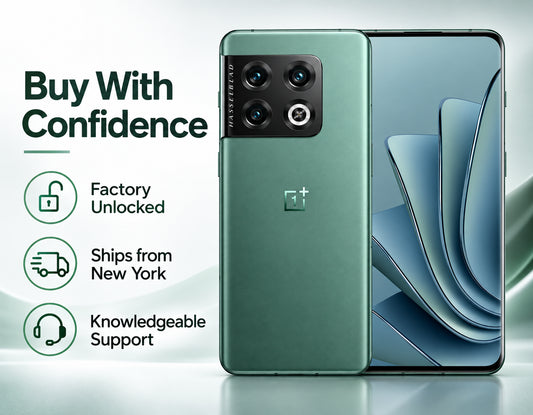 OnePlus 10 Pro 5G Green OnePlus smartphone with triple rear cameras and front display, dual SIM.