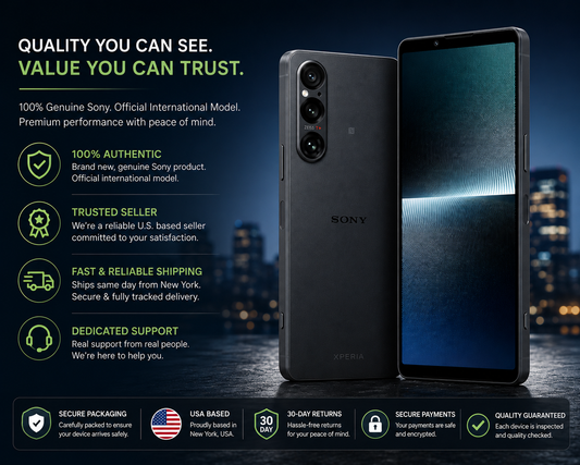 Sony Xperia 1 V 5G XQ-DQ72 Black smartphone front and back, triple rear cameras and reflective display