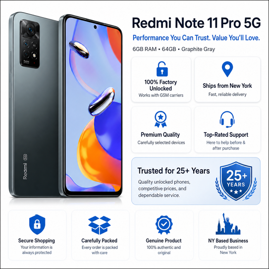 Xiaomi Redmi Note 11 Pro 64GB 6GB RAM Dual SIM GSM Unlocked - Graphite Gray