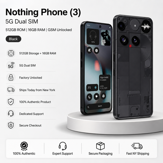 Nothing Phone (3) 5G 512GB ROM 16GB RAM Dual SIM GSM Unlocked - Black