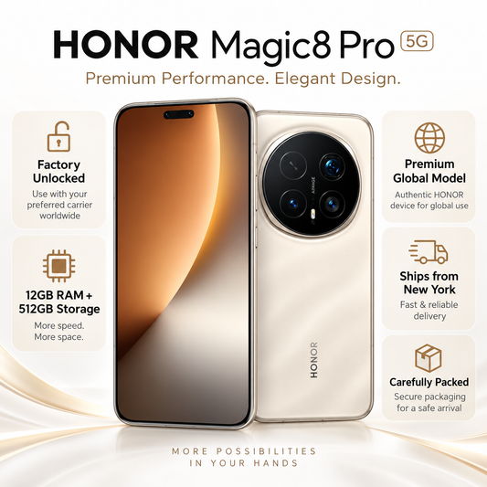 Honor Magic8 Pro smartphone promo layout with two phones side by side