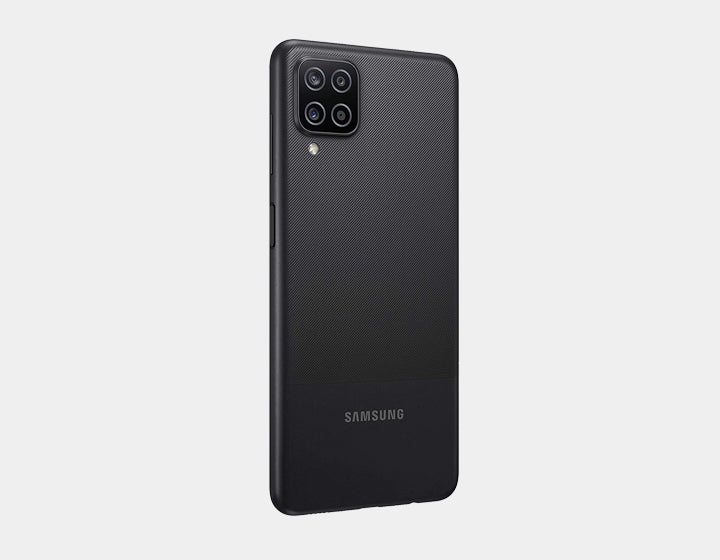 Samsung Galaxy A12 A127M GSM unlocked phone in black with 64GB storage and 4GB RAM, dual SIM, shown from front view
