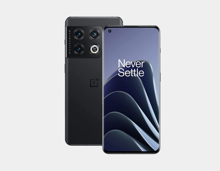 OnePlus phone front and back in Black with quad camera module