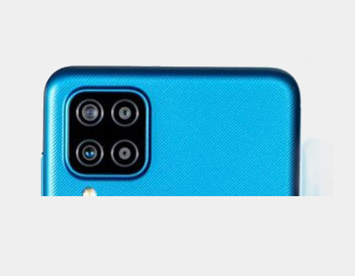 Samsung Galaxy A12 A127M smartphone with blue finish, 64GB storage, 4GB RAM, dual SIM, GSM unlocked, front and back views