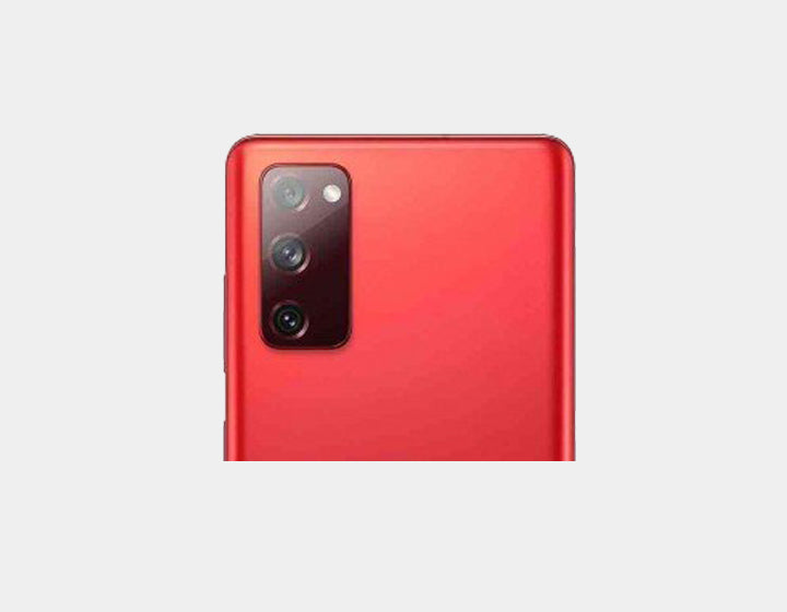 Samsung Galaxy S20 FE G780F smartphone in Cloud Red with 128GB storage and 6GB RAM, GSM unlocked, dual SIM, front and back views