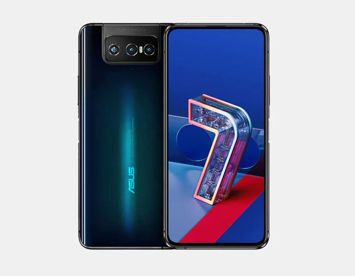 The ASUS Zenfone 7 Pro ZS671KS 5G 256GB 8GB Aurora Black is the pinnacle of smartphone innovation. It has a motorized flip camera, a Snapdragon 865+ chipset, a 90Hz AMOLED display, 5G connectivity, and a sleek Aurora Black design.