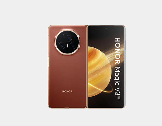 The world's thinnest foldable phone, the Honor Magic V3 5G Dual SIM 512GB 12GB Brown, offers 512GB of storage, 12GB of RAM, and a gorgeous brown finish.