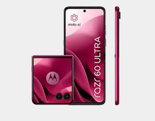 Turn heads and flip desires with the Motorola RAZR 60 Ultra 5G Dual SIM 512GB 16GB Pantone Cabaret - 512GB capacity, 16GB Smash, double SIM flexibility, and a staggering Pantone Cabaret wrap up that reclassifies striking style in foldable frame.