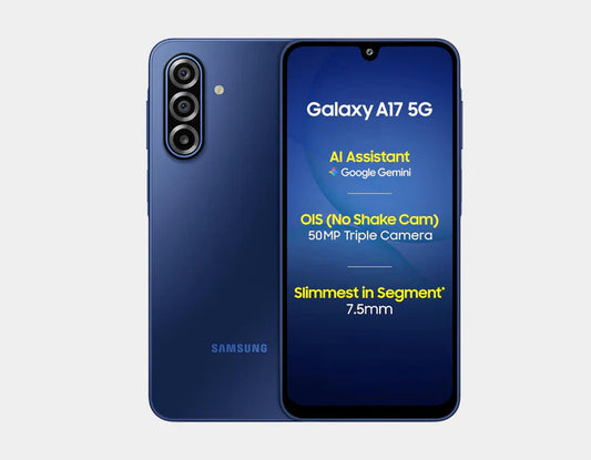 The Samsung Galaxy A17 5G A176B Dual SIM 256GB 8GB Blue offers flagship-level performance and durability with its svelte Blue design, 256GB storage, 8GB RAM, OIS camera, and six years of upgrades.