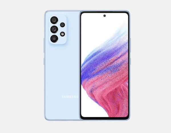 Experience the fate of network and development with the Samsung Galaxy A53 5G A536E Dual SIM 256GB 8GB Blue, a double SIM stalwart contribution 256GB capacity, 8GB Smash, and a shocking blue plan - where state of the art innovation meets style.