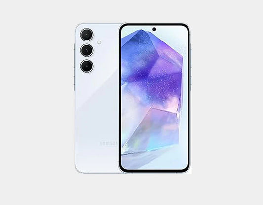 Experience the zenith of advancement and style with the Samsung Galaxy A55 5G A556E Dual SIM 128GB 8GB Awesome Ice blue : where state of the art innovation meets hypnotizing plan in Wonderful Ice Blue.