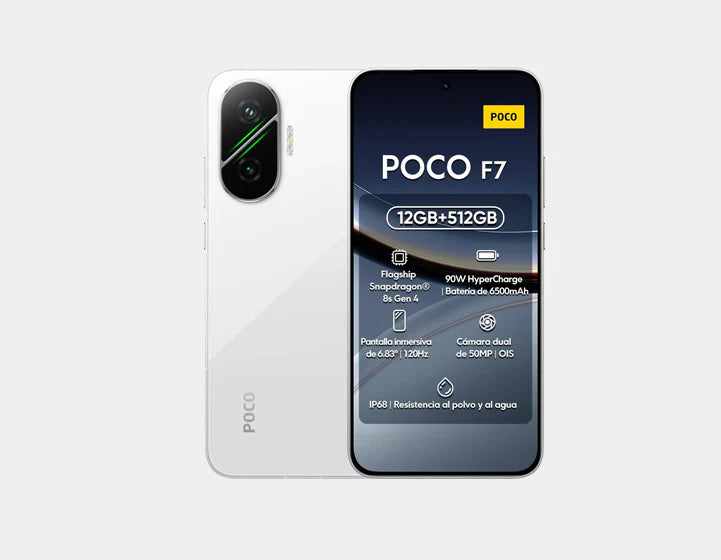 Unadulterated control in a clean slate - Xiaomi Poco F7 5G Dual sim 512GB 12GB White conveys 512GB capacity, 12GB Slam, double SIM opportunity, and a dazzling white wrap up that demonstrates moderation can still cruel most extreme muscle.