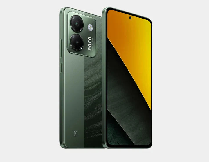 The Xiaomi Poco M7 Pro 5G Dual SIM 256GB 8GB Green has 256GB storage, 8GB RAM, dual SIM, and a sleek green finish. Its 5G performance is lightning quick, and its design is exquisite.
