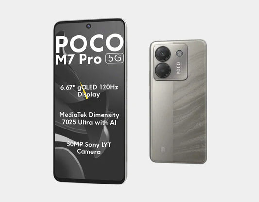 The Xiaomi Poco M7 Pro 5G Dual SIM 256GB 8GB Silver combines power and style with 256GB storage, 8GB RAM, and dual SIM, all housed in a stylish silver design.