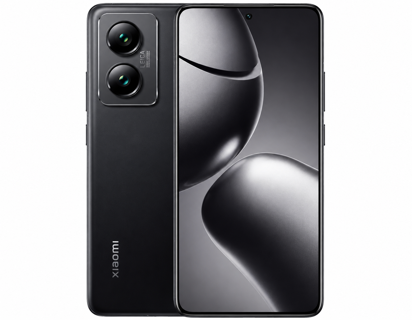 Xiaomi 14T Pro 5G Titan Black Xiaomi smartphone close-up of dual rear camera lenses and curved screen.
