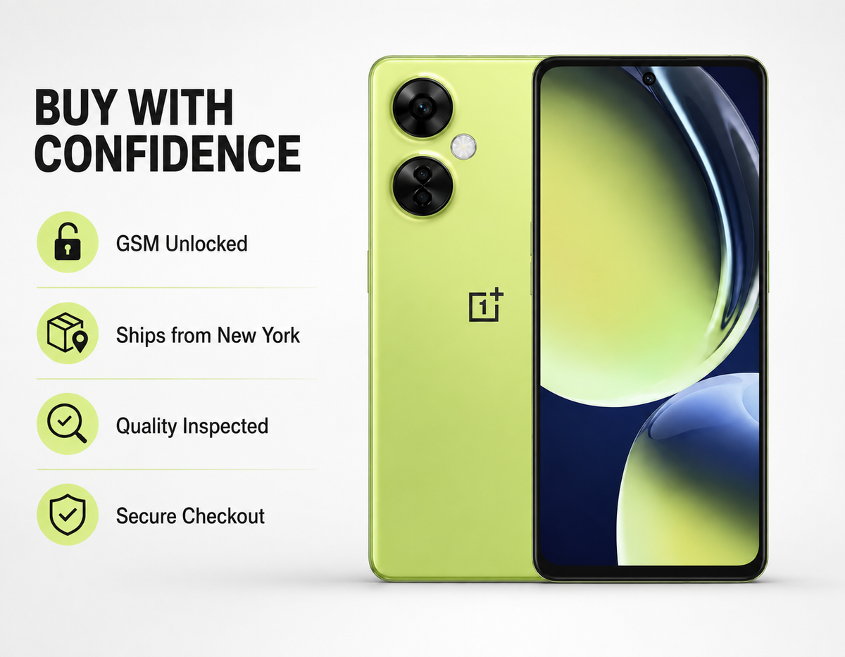 ONEPLUS Nord CE 3 Lite 5G Pastel lime smartphone with front display and dual rear cameras, slim profile
