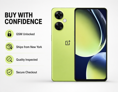 ONEPLUS Nord CE 3 Lite 5G Pastel lime smartphone with front display and dual rear cameras, slim profile