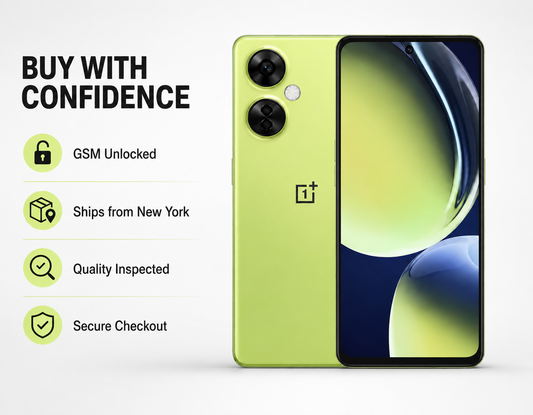 ONEPLUS Nord CE 3 Lite 5G Pastel lime smartphone with front display and dual rear cameras, slim profile