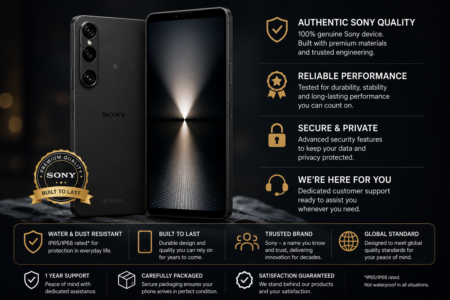 Sony Xperia 1 IV XQ-CT72 5G Dual 256GB 12GB RAM Dual SIM GSM Unlocked – Black