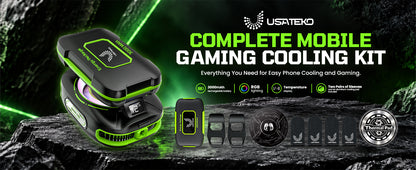 JS85 Phone Cooler for Gaming, Magnetic 3000mAh RGB Fan for iPhone & iPad
