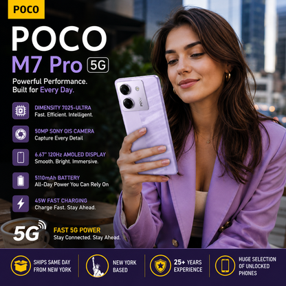 Xiaomi Poco M7 Pro 5G Dual SIM 256GB ROM 12GB RAM GSM Unlocked - Purple