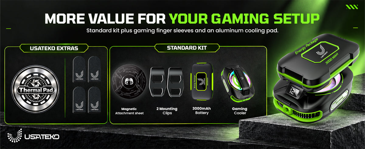 JS85 Phone Cooler for Gaming, Magnetic 3000mAh RGB Fan for iPhone & iPad