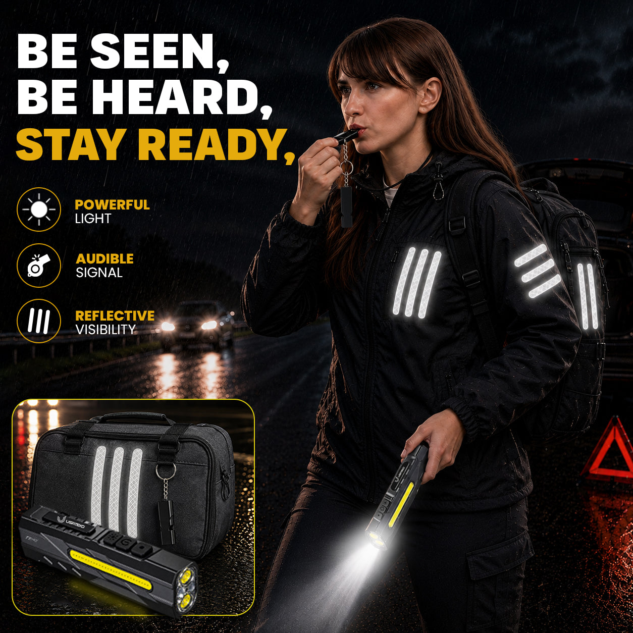 USATEKO T9 Pro Rechargeable Flashlight, 1500 Lumens, 365nm UV, Magnetic Base, IPX6 Compact flat USB-C flashlight with side work light and clip.