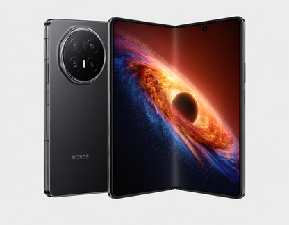 Honor Magic V6 5G Black foldable smartphone opened, dual screens and rear camera visible