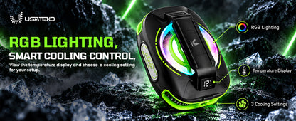 JS85 Phone Cooler for Gaming, Magnetic 3000mAh RGB Fan for iPhone & iPad