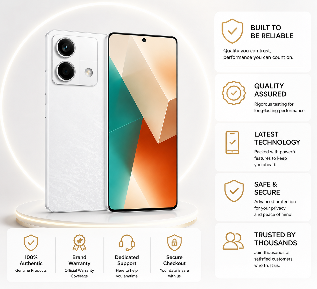 Xiaomi Redmi Note 13 5G 256GB ROM 8GB RAM Dual SIM GSM Unlocked - Artic White