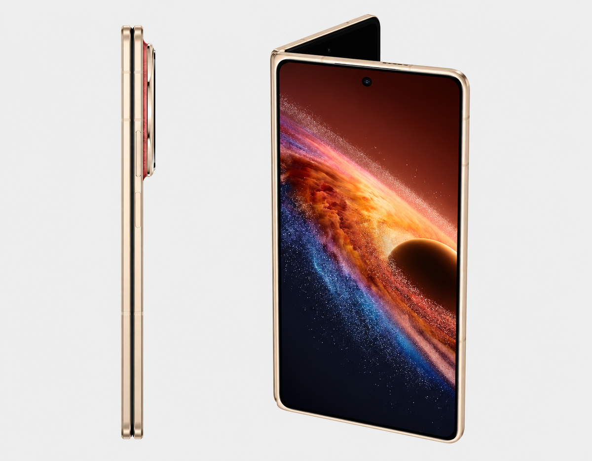 Honor Magic V6 5G Gold Honor foldable smartphone with side profile showing thin folded design