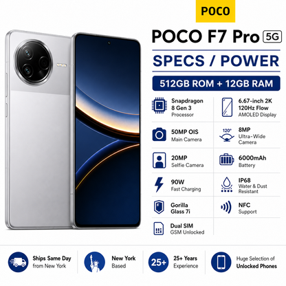 Xiaomi Poco F7 PRO 5G 512GB ROM 12GB RAM Dual Sim GSM Unlocked - Silver