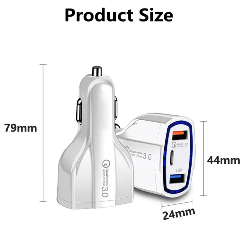 35W Dual-Port USB-C & USB-A Fast Car Charger – PD & QC 3.0 for Cars, SUVs and Trucks