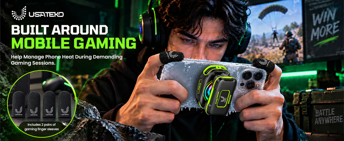 JS85 Phone Cooler for Gaming, Magnetic 3000mAh RGB Fan for iPhone & iPad