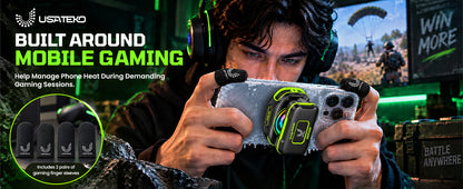 JS85 Phone Cooler for Gaming, Magnetic 3000mAh RGB Fan for iPhone & iPad