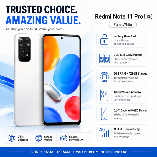Polar White smartphone front view with rear camera panel and feature icons