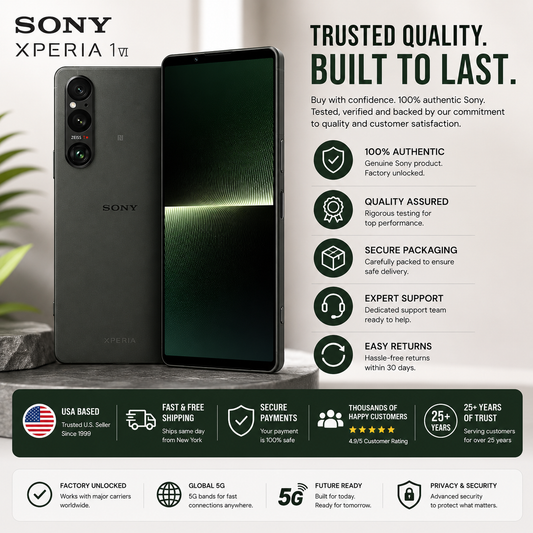 Sony Xperia 1 VI XQ-EC72 5G Dual SIM 256GB ROM 12GB RAM GSM Unlocked - Green
